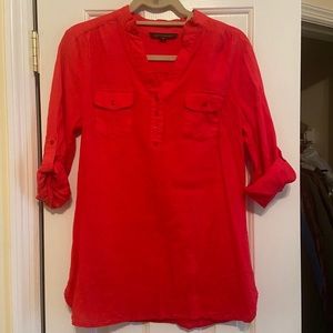 Red linen top